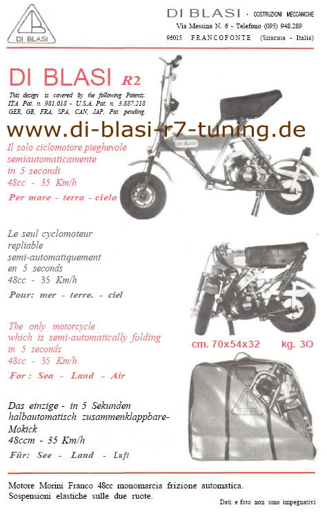 Di Blasi R2 Klappmoped - Datenblatt